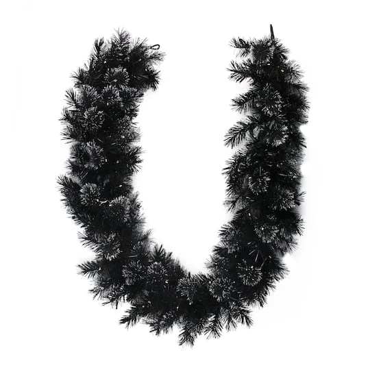 Northlight 6ft. White LED Black Bristle Garland 3 Northlight 6ft. White LED Black Bristle Garland