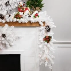 Northlight 9ft. Clear Lighted Snow White Garland 16 Northlight 9ft. Clear Lighted Snow White Garland -Northlight D253722S 13