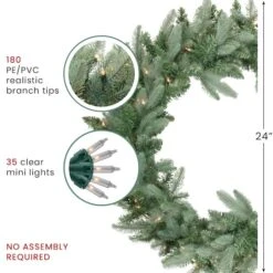 Northlight 24" Pre-Lit Washington Frasier Fir Artificial Christmas Wreath 17 Northlight 24" Pre-Lit Washington Frasier Fir Artificial Christmas Wreath -Northlight D253737S 16