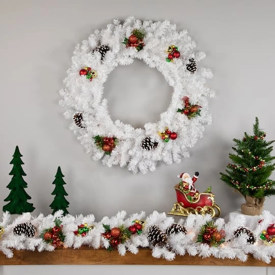 Northlight 24" White Canadian Pine Artificial Christmas Wreath 7 Northlight 24" White Canadian Pine Artificial Christmas Wreath - Image 5