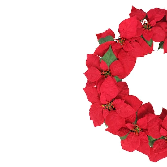 Northlight 24" Red Poinsettia Flower Wreath 8 Northlight 24" Red Poinsettia Flower Wreath - Image 6