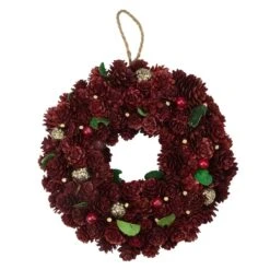 Northlight 9.5" Red & Gold Pinecone Wreath 11 Northlight 9.5" Red & Gold Pinecone Wreath -Northlight D253753S 11