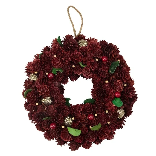 Northlight 9.5" Red & Gold Pinecone Wreath 6 Northlight 9.5" Red & Gold Pinecone Wreath - Image 4