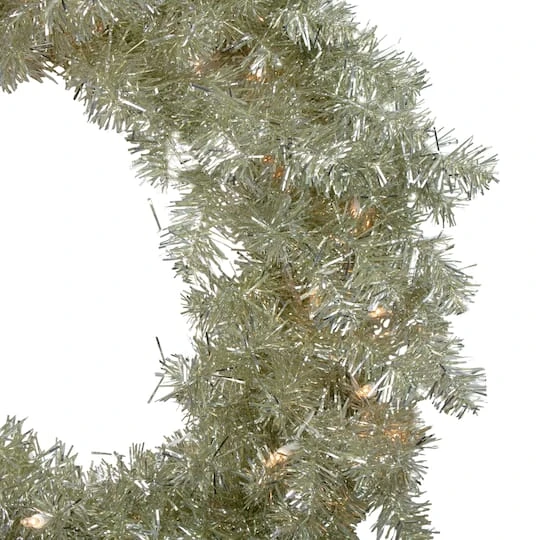 Northlight 24" Pre-Lit Champagne Artificial Tinsel Christmas Wreath 7 Northlight 24" Pre-Lit Champagne Artificial Tinsel Christmas Wreath - Image 5