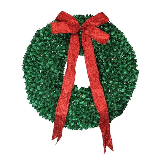 Northlight 28" Pre-Lit Glittered Leaves Artificial Christmas Wreath 6 Northlight 28" Pre-Lit Glittered Leaves Artificial Christmas Wreath - Image 4
