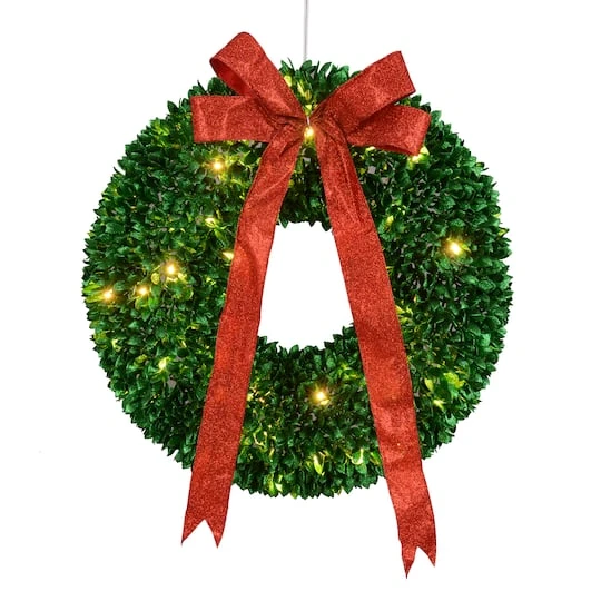 Northlight 28" Pre-Lit Glittered Leaves Artificial Christmas Wreath 7 Northlight 28" Pre-Lit Glittered Leaves Artificial Christmas Wreath - Image 5