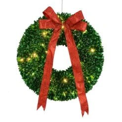 Northlight 28" Pre-Lit Glittered Leaves Artificial Christmas Wreath
