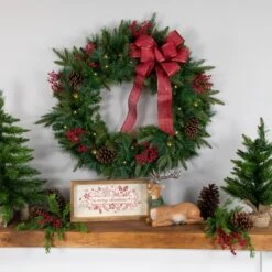 Northlight 2.5ft. Pre-Lit Mixed Rosemary Emerald Angel Pine Artificial Christmas Wreath -Northlight D253762S 13