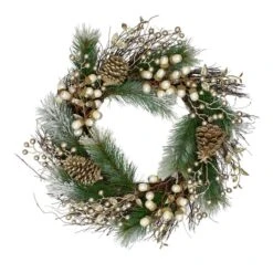 Northlight 22" Acorn, Pinecone & Flocked Pine Needle Wreath 12 Northlight 22" Acorn, Pinecone & Flocked Pine Needle Wreath -Northlight D253766S 11