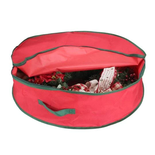 Northlight 3ft. Red & Green Christmas Wreath Storage Bag 5 Northlight 3ft. Red & Green Christmas Wreath Storage Bag - Image 3