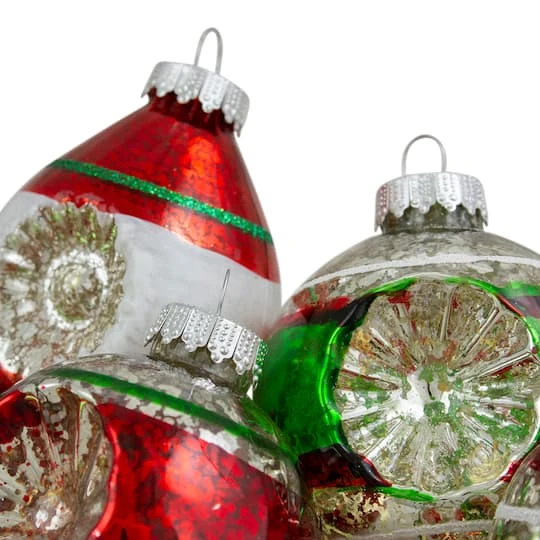 Northlight 9ct. 3.25" 2-Finish Silver, Red & Green Glass Ornaments 5 Northlight 9ct. 3.25" 2-Finish Silver, Red & Green Glass Ornaments - Image 3