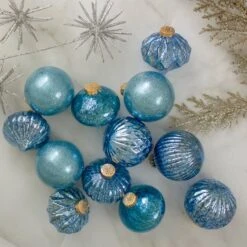 Northlight 12ct. 3.75" Teal Blue 3-Finish Glass Ornaments 7 Northlight 12ct. 3.75" Teal Blue 3-Finish Glass Ornaments -Northlight D253789S 2