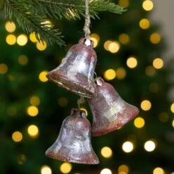 Northlight 5" Silver & Brown Rustic String Of Bells Glass Ornament -Northlight D253815S 12
