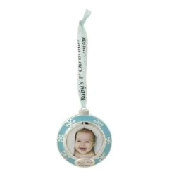 Northlight 3" Blue & Silver "Baby's First Christmas" Framed Ornament