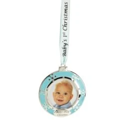 Northlight 3" Blue & Silver "Baby's First Christmas" Framed Ornament -Northlight D253818S 11