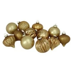 Northlight 12ct. 3-Finish Shades Of Gold Glass Ornaments -Northlight D253833S 11