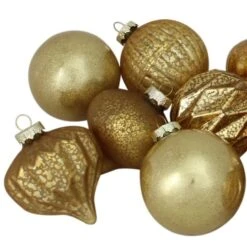 Northlight 12ct. 3-Finish Shades Of Gold Glass Ornaments -Northlight D253833S 13
