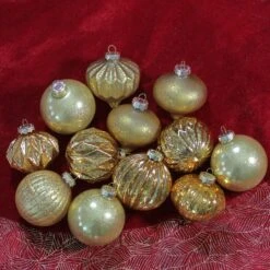 Northlight 12ct. 3-Finish Shades Of Gold Glass Ornaments -Northlight D253833S 2