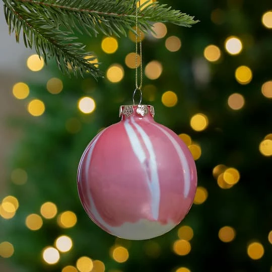 Northlight 3" Pink & White Marbled Glass Ball Ornament 8 Northlight 3" Pink & White Marbled Glass Ball Ornament - Image 6