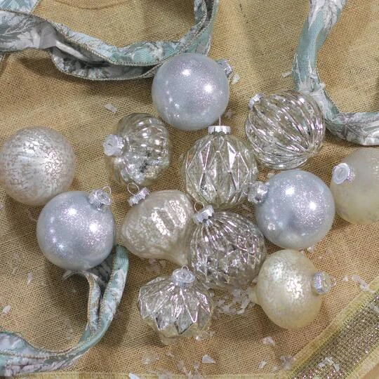 Northlight 12ct. 3-Finish Champagne & Silver Glass Ornaments 5 Northlight 12ct. 3-Finish Champagne & Silver Glass Ornaments - Image 3