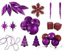 Northlight 125ct. Purple & Red Shatterproof 3-Finish Christmas Ornaments -Northlight D253892S 2