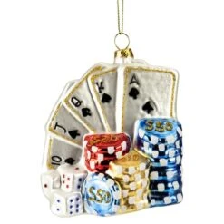 Northlight 4" Silver & Blue Poker Playing Cards With Dice & Chips Christmas Ornament -Northlight D253895S 11