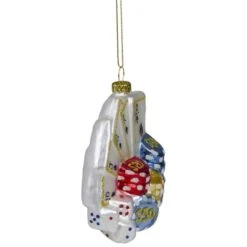 Northlight 4" Silver & Blue Poker Playing Cards With Dice & Chips Christmas Ornament -Northlight D253895S 2