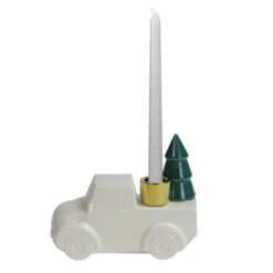 Northlight 5" White Ceramic Truck With Christmas Tree Taper Candlestick Holder -Northlight D253991S 11