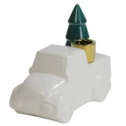 Northlight 5" White Ceramic Truck With Christmas Tree Taper Candlestick Holder -Northlight D253991S 14