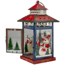 Northlight 13" Red & White Snowman Let It Snow Christmas Lantern -Northlight D253993S 13