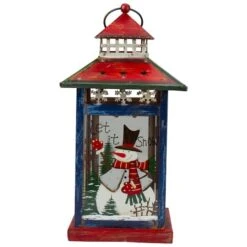 Northlight 13" Red & White Snowman Let It Snow Christmas Lantern -Northlight D253993S 14