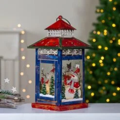 Northlight 13" Red & White Snowman Let It Snow Christmas Lantern -Northlight D253993S 2