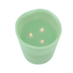Northlight 8" Sage Green LED 3-Wick Flickering Wax Pillar Candle -Northlight D253995S 2