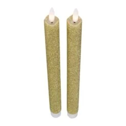 Northlight 12" Gold Glittered Flameless Taper Candles, 2ct. 16 Northlight 12" Gold Glittered Flameless Taper Candles, 2ct. -Northlight D253996S 14
