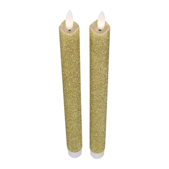 Northlight 12" Gold Glittered Flameless Taper Candles, 2ct. 9 Northlight 12" Gold Glittered Flameless Taper Candles, 2ct. - Image 7
