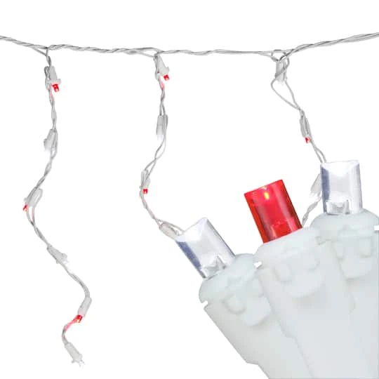 Northlight 100ct. LED Wide Angle Icicle Christmas Lights With White Wire Red/Pure White 8 Northlight 100ct. LED Wide Angle Icicle Christmas Lights With White Wire Red/Pure White - Image 6