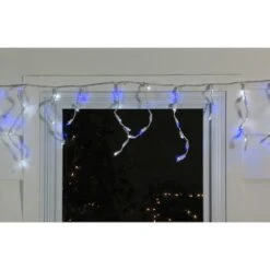 Northlight 100ct. LED Wide Angle Icicle Christmas Lights With White Wire Blue/Pure White -Northlight D254028S 13
