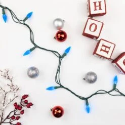 Northlight 70ct. LED Faceted C6 Christmas String Lights Blue 17 Northlight 70ct. LED Faceted C6 Christmas String Lights Blue -Northlight D254077S 13