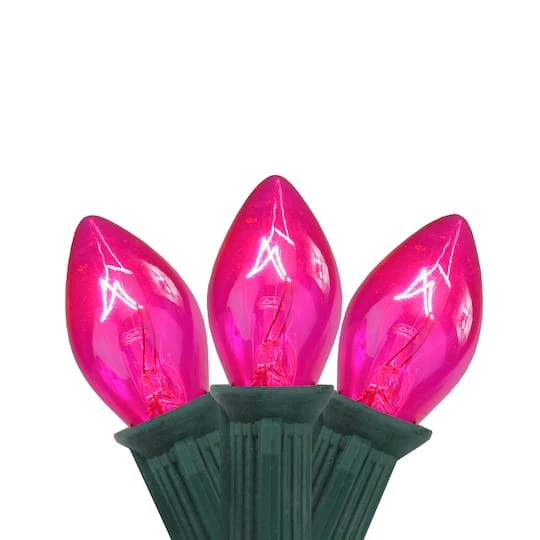 Northlight 25ct. C7 Christmas String Lights With Green Wire Pink 3 Northlight 25ct. C7 Christmas String Lights With Green Wire Pink