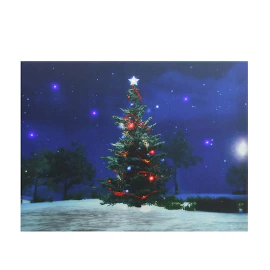 Northlight LED Lighted Decorated Christmas Tree At Night With Stars Canvas Wall Art 4 Northlight LED Lighted Decorated Christmas Tree At Night With Stars Canvas Wall Art - Image 2