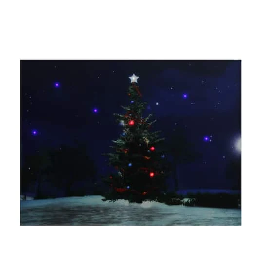 Northlight LED Lighted Decorated Christmas Tree At Night With Stars Canvas Wall Art 5 Northlight LED Lighted Decorated Christmas Tree At Night With Stars Canvas Wall Art - Image 3