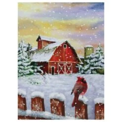 Northlight LED Back Lit Snowy Sunset Barn Scene Christmas Wall Art -Northlight D361890S 1 1