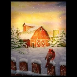 Northlight LED Back Lit Snowy Sunset Barn Scene Christmas Wall Art -Northlight D361890S 3