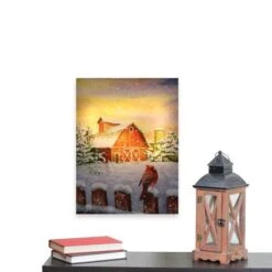 Northlight LED Back Lit Snowy Sunset Barn Scene Christmas Wall Art -Northlight D361890S 4