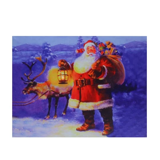 Northlight LED Lighted Santa Claus With Reindeer Christmas Canvas Wall Art 3 Northlight LED Lighted Santa Claus With Reindeer Christmas Canvas Wall Art