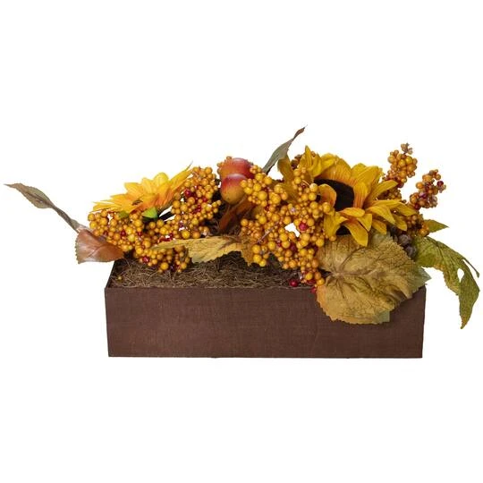 Northlight 10" Yellow & Brown Sunflowers & Leaves Fall Harvest Floral Arrangement 8 Northlight 10" Yellow & Brown Sunflowers & Leaves Fall Harvest Floral Arrangement - Image 6