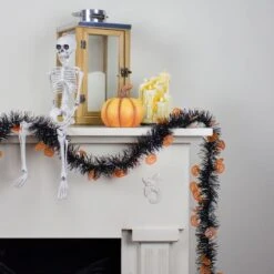 Northlight 50ft. Black & Orange Jack O Lanterns Halloween Tinsel Garland 9 Northlight 50ft. Black & Orange Jack O Lanterns Halloween Tinsel Garland -Northlight D406193S 3