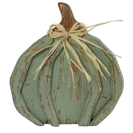 Northlight 12" Green Distressed Fall Pumpkin Decoration 3 Northlight 12" Green Distressed Fall Pumpkin Decoration