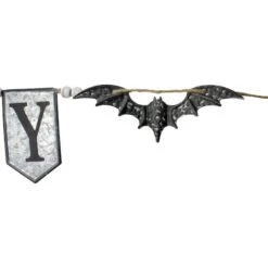 Northlight 7ft. Gray & Black Metal SPOOKY Halloween Bat Banner -Northlight D406207S 2