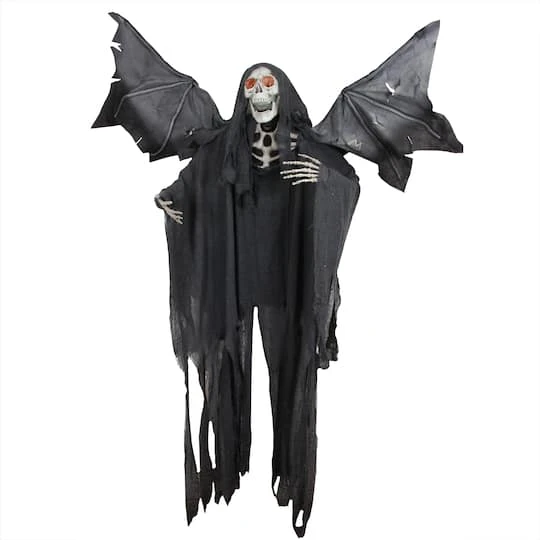 Northlight 66" Pre-Lit Black & Red Sonic Skeletal Reaper With Wings Halloween Décor 3 Northlight 66" Pre-Lit Black & Red Sonic Skeletal Reaper With Wings Halloween Décor
